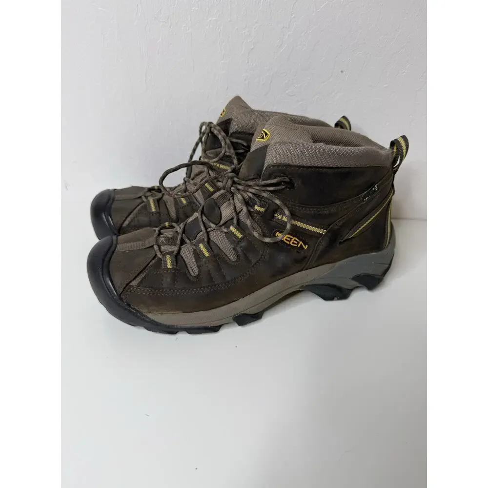 KEEN Targhee II Mid Waterproof Hiking Boots Men’s 12 Brown Leather Trail Shoes